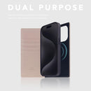 D8 Full Grain Leather Wallet Case for iPhone 15 Pro - [2-in-1] Handcrafted Detachable Diary Style with Magnetic MagSafe Back Cover, Gift Box Included (Light Cream) by TinyTreasures Baby Boutique