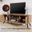 COMHOMA TV Stand for Living Room, Mid Century Modern Entertainment Center for 55/60/65 Inch TVs, Retro Brown TV Console with Fluted Door Cabinets and Open Adjustable Shelve Storage for Bedroom by CozyNest Decor