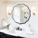 Fabuady Black Round Wavy Edge Mirror - 24'' Circle Wall Mirror with Metal Frame, Decorative Hanging/Leaning Mirror for Bathroom, Bedroom, Living Room, Hallway, Entryway, Office, Home Decor by CozyNest Decor