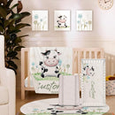 Personalized Baby Crib Bedding Set, 5-Piece Cows Design Baby Crib Sets with Custom Name, Toddler Double Layer Blanket Fitted Sheets Changing Pad Cover Rug Wall Art Set, Charming Nursery Decor by TinyTreasures Baby Boutique