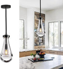 Raindrop Pendant Light, Black Glass Pendant Lighting, Hand Blown Teardrops Modern Hanging Light for Entryway Foyer Stairway Kitchen Island Bedroom Dining Living Room Hallway by CozyNest Decor