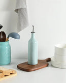 Sweejar Large Ceramic Olive Oil Dispenser Bottle, Opaque Oil Cruet Protects to Reduce Oxidation, Suitable For Storage Of Vinegar, Soy Sauce & Other Liquids, Pack of 1, 24 Fl Oz (Light Blue) by CozyNest Decor