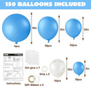 JOYIN 150 Pcs Light Blue Balloons, Different Sizes 18 12 10 5 Inch Light Blue Latex Balloon Arch Kit with Instruction for Birthday Party Graduation Wedding Holiday Decoration by TinyTreasures Baby Boutique
