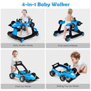 HONEY JOY 4-in-1 Baby Walker, Activity Push Walker w/3 Adjustable Heights, Smooth Wheels w/Adjustable Speed, Padded Seat, Music & Light, Foldable Car Walker for Baby Boys Girls Age 6 Months+ (Blue) by TinyTreasures Baby Boutique