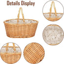 Wicker Picnic Basket with Double Folding Handles, Natural Large Willow Hamper Empty Basket Cheap Easter Eggs Candy Storage Wine Basket for Toy, Flower, Wedding（White 16inch） by GreenHaven Gardens