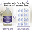 SoCal Suds & Company 128oz Certified Organic Foaming Hand & Body Wash - Gentle Natural Body,Baby & Face Wash for Sensitive Skin, Moisturizing Soap, Hand Soap and More - Lavender by TinyTreasures Baby Boutique