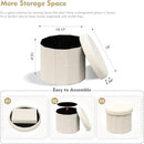 B FSOBEIIALEO Storage Ottoman Cube, Round Ottomans with Storage Foot Stool Footrest for Lving Room, Boucle Ottoman Seat for Dorm Room,Faux Teddy Fur, Cream White 15"x15"x15" by CozyNest Decor