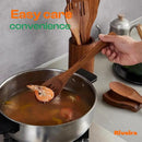 Riveira Teak Wooden Spoons for Cooking Set of 3 – Natural Teak Wooden Cooking Utensils, Wooden Spatula, Wooden Spoon - Premium Quality Wooden Utensil Set for Non-Toxic Cooking by CozyNest Decor
