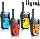 Wishouse Walkie Talkies for Kids Rechargeable Long Range,Xmas Birthday Gift for 4 5 6 7 8 9 Year Old Boys Girls,Hiking Gear Camping Games Cool Toys with NOAA,SOS Siren,Lamp,Lanyards,Easy to Use,4 Pack by TinyTreasures Baby Boutique