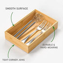 Silverware Tray for Drawer, Stackable Kitchen Bamboo Drawer Organizer 9" x 6" x 2" Set of 2 by CozyNest Decor