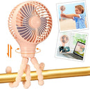 snawowo Mini Portable Baby stroller Fan, Auto Oscillating Battery Operated Personal Small Handheld Fan with Flexible Tripod, Rechargeable Clip On for Car Seat Crib Treadmill Travel Camping Pink by TinyTreasures Baby Boutique