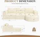 Modular Sectional Sofa with L-Shape Chaise,Cloud Sectional Modern Sleeper Couch with Deep Seat,Sponge Compression Sofas No Assembly Required(Beige-Corduroy Fabric) 1PCS by CozyNest Decor