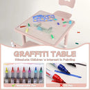 Toddler Table and Chair Set, Height Adjustable-Upgrade Kids Table and 2 Chairs for Ages 3-8, Multi-Activity Toddler Play Table with Graffiti Desktop for Home/Daycare/Classroom by CozyNest Decor