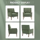 COLAMY Modern Wingback Living Room Chair Set of 2, Upholstered Fabric Accent Armchair, Single Sofa Chair with Lounge Seat and Wood Legs for Bedroom/Office/Reading Spaces, Green by CozyNest Decor