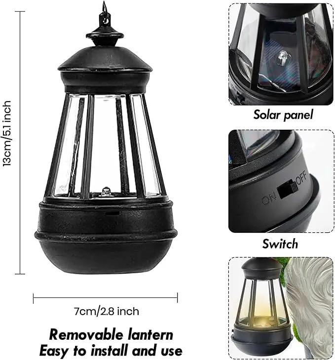 Lovinland Garden Gnome Statue Outdoor Decor Large Flocked Resin Gnome Figurine with Solar Light Holding Lantern Welcome Sign Garden Yard Decorations Dwarf Sculpture for Outside Patio Porch Lawn Decor, photo 5 of 7