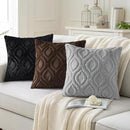 decorUhome Fall Throw Pillow Covers 16x16 Inch Set of 2, Soft Plush Decorative Faux Fur Black Solid Couch Pillow Covers, Accent Farmhouse Neutral Square Euro Pillow Cases for Sofa Bed Living Room by CozyNest Decor
