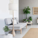 GLOBE Electric 52112 65" Floor Lamp, Faux Wood Finish, White Cotton Shade, Japandi Style, E26 Base, Modern Bedroom and Living Room Lighting by CozyNest Decor