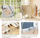 JAUREE Clothes Drying Rack 2 Tiers, Heavy Duty Drying Rack Clothing Folding Indoor Outdoor, Stainless Steel Laundry Drying Rack, Foldable Garment Rack with 20 Windproof Hooks (84 Inches) by CozyNest Decor