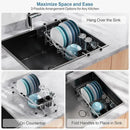 GSlife Expandable in Sink Small Dish Drying Rack - Stainless Steel Capacity Adjustable Over The Sink Dish Rack with Utensil Holder, 11.9“-16.7” L x 9" W x 5.7" H, Silver by CozyNest Decor
