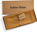 Solino Home Linen Brown Sugar Table Runner 90 Inches Long - 100% Pure Linen 14 x 90 Inch Table Runner for Fall, Autumn, Thanksgiving - Classic Hemstitch by CozyNest Decor