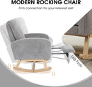 NIOIIKIT Nursery Rocking Chair, Corduroy Upholstered Rocking Chair with Adjustable Footrest, Tufted Rocker Chair with Side Pocket, Glider Rocker for Living Room, Bedroom (Gray Casual) by TinyTreasures Baby Boutique