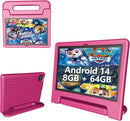 Kids Tablet 8GB+64GB, 10 Inch Android 14 Tablet for Kids 6000mAh with Case, WiFi 6, Bth 5.2, Dual Camera, GPS Pre-Installed Parental Controls, Kids Space & Family Link Great Gift for Toddler Children by TinyTreasures Baby Boutique