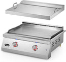 Hygrill 30-Inch Premium Built-In Liquid Propane Griddle for Outdoor Kitchen, Durable Stainless Steel 2-Burner Flat Top Grill with Lid and LED lights, 36000 BTUs by GreenHaven Gardens