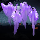 4 Pack Halloween Hanging Ghosts with LED Lights, 27.5 Inch Light Up Ghost Decorations for Indoor Outdoor, Lawn Yard Tree Hanging Halloween Ornaments, Spooky Lighted Party Supplies by CozyNest Decor
