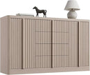 Buffet Cabinet with Storage, 60" Fluted Coffee Bar Cabinet with 4 Drawers & 2 Doors, Solid Wood Handle, Credenza Accent Storage Cabinet for Kitchen Living Dining Room, Natural Oak(1PCS) by CozyNest Decor