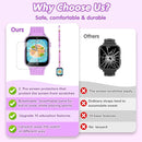 Smart Watch for Kids Girl Gift Ages 3-12, 2 Screen Protector, 26 Puzzle Games, HD Camera Video Music Player Touchscreen Pedometer, Educationtal Toy Brithday Gifts for Girl Ages 4 5 6 7 8 9 10(Purple) by TinyTreasures Baby Boutique