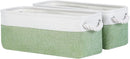 DULLEMELO Toilet Paper Storage Basket, Toilet Paper Basket for Back of Toilet, Bathroom Storage Basket for Cosmetics Towels Toilet Paper, Toilet Tank Basket with Rope Handles for Toilet(White&Green) by TinyTreasures Baby Boutique