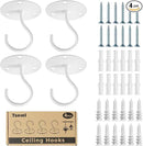 Ceiling Hooks for Hanging Plants - Metal Plant Bracket Iron Wall Mount Lanterns Hangers for Hanging Bird Feeders, Lanterns, Wind Chimes, Planters, Outdoor Decoration Hooks (White 4pcs) by GreenHaven Gardens