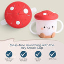 Itzy Ritzy Toddler Snack Cup - Spill-Proof Snack Cup for Toddlers with Soft Silicone Lid for Easy Food Access - Easy-To-Hold Kids Snacks Container With Handles - Ideal for 12 months & Up (Mushroom) by TinyTreasures Baby Boutique