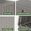 Mars Villa 180 Gallon Outdoor Storage Box Waterproof, Extra Large Resin Deck Box, Outside Storage Bin for Patio Furniture Cushions, Pool Supplies, Sports Gear, UV Resistant and Weatherproof, Greige by GreenHaven Gardens