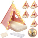 6 Pack Sleepovers Teepee Tent for Kids Bulk with Mattress Sheet Light,Natural Cotton Washable Indoor Play Tent for Birthday Slumber Party Girls Boys Pajama Movie Night Supplies(Pink) by TinyTreasures Baby Boutique
