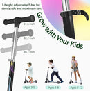 BELEEV V2 Scooters for Kids with Light-Up Wheels & Stem & Deck, 2 Wheel Folding Scooter for Girls Boys, 3 Adjustable Height, Non-Slip Pattern Deck, Lightweight Kick Scooter for Children Ages 3-12 by TinyTreasures Baby Boutique