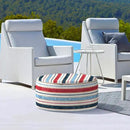 LVTXIII Outdoor Inflatable Ottoman, Fade-Resistant Round Footrest Stool D31”x H14”, Portable Patio Pouf for Garden Camping or Home Use, Stripe Red Blue by CozyNest Decor