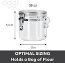 OGGI Clear Canister Airtight 38oz - Clamp Lid & Spoon - Airtight Food Storage Containers, Ideal for Kitchen & Pantry Storage of Bulk, Dry Food Including Flour, Sugar, Coffee, Rice, Tea, Spices & Herbs by CozyNest Decor