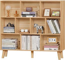 LEYAOYAO 10 Cube Bookshelf,3 Tier Modern Wide Bookcase with Legs,Mid-Century Wood Bookshelves Storage,Natural Large Book Case,Freestanding Organizer Display Shelf for Bedroom,Living Room,Office by CozyNest Decor