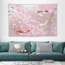 Houselerax Japanese Koi Fish Tapestry, Cherry Blossoms Asian Oriental Pink Flower Branch Koi Fish Carp Tapestries Wall Hanging for Bedroom Living Room Office Decor 60"x40" by CozyNest Decor