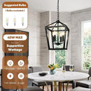 BrightHome Farmhouse Chandelier 4-Light, Black Pendant Light Fixture Ceiling Hanging for Kitchen Island Dining Room, Lantern Industrial Lighting with Metal Cage Adjustable Height for Entryway Foyer by CozyNest Decor