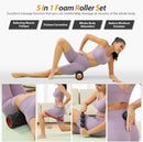 5 in1 Foam Roller Set, Trigger Point Foam Roller, Massage Roller Stick, Massage Ball, Resistance Band for Deep Muscle Massage Pilates Yoga,Fitness Exercise for Whole Body (Pure Black) by CozyNest Decor