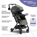Mompush Lithe V2 Lightweight Travel Stroller, Compact Foldable Baby Stroller with Travel Bag, One-Hand Fold Stroller, Snack Tray, Mechanical Recline Seat, Airplane-Ready, Organizer & Rain Cover by TinyTreasures Baby Boutique