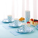 350 Pcs Blue Gingham Plates and Napkins Party Supplies - Blue and White Checkered Plates Sets Serve 50 Guests - Scalloped Gingham Paper Plate for Birthday Dinner Wedding Baby Shower Party Decorations by CozyNest Decor