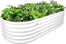 A ANLEOLIFE 6X2X1.5 ft Galvanized Raised Garden Beds Outdoor, Oval Round Metal Planter Box for Planting Vegetables Flowers Herb, Anti-Rust & Easy-Setup, Antique White by GreenHaven Gardens