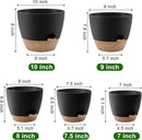 Plant Pots 10/9/8/7.5/7 Inch Self Watering Pots, Set of 5 Plastic Planters with Drainage Holes and Saucers,Plastic Flower Pots,Nursery Planting Pot for Indoor Out Door Plants(Black Brown) by GreenHaven Gardens