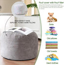 HIGOGOGO Round Stuffed Pouf Ottoman, Corduroy Poufs with Foam Chunk Filling, Furry and Fluffy Pouf Foot Stool Storage Ottoman, 20 X 15 Floor Poufs Foot Rest for Living Room, Grey by CozyNest Decor