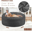 6FT Bean Bag Chair, Large Bean Bag Chairs with Memory Foam Filled, Fluffy Beanbag Sofa with Dutch Velvet Cover, Round BeanBag Chairs for Living Room, Playroom - Grey by TinyTreasures Baby Boutique