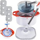 Spin Mop and Bucket Set with Separate Dirty and Clean Water,360° Spin Mop and Bucket System with Widening Foldable Handle,6 Replaceable Mop Pads,Square Mop for Floor Hardwood Wall Cleaning(White) by CozyNest Decor