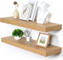 Deep Floating Shelves for Wall, 35.4W x 11.6D Rustic Large Wall Shelves Set of 2, 11.6 Inch Deep Oak Shelves 35.4 Inches Long, Bookshelf Laundry Shelf TV Shelf by CozyNest Decor